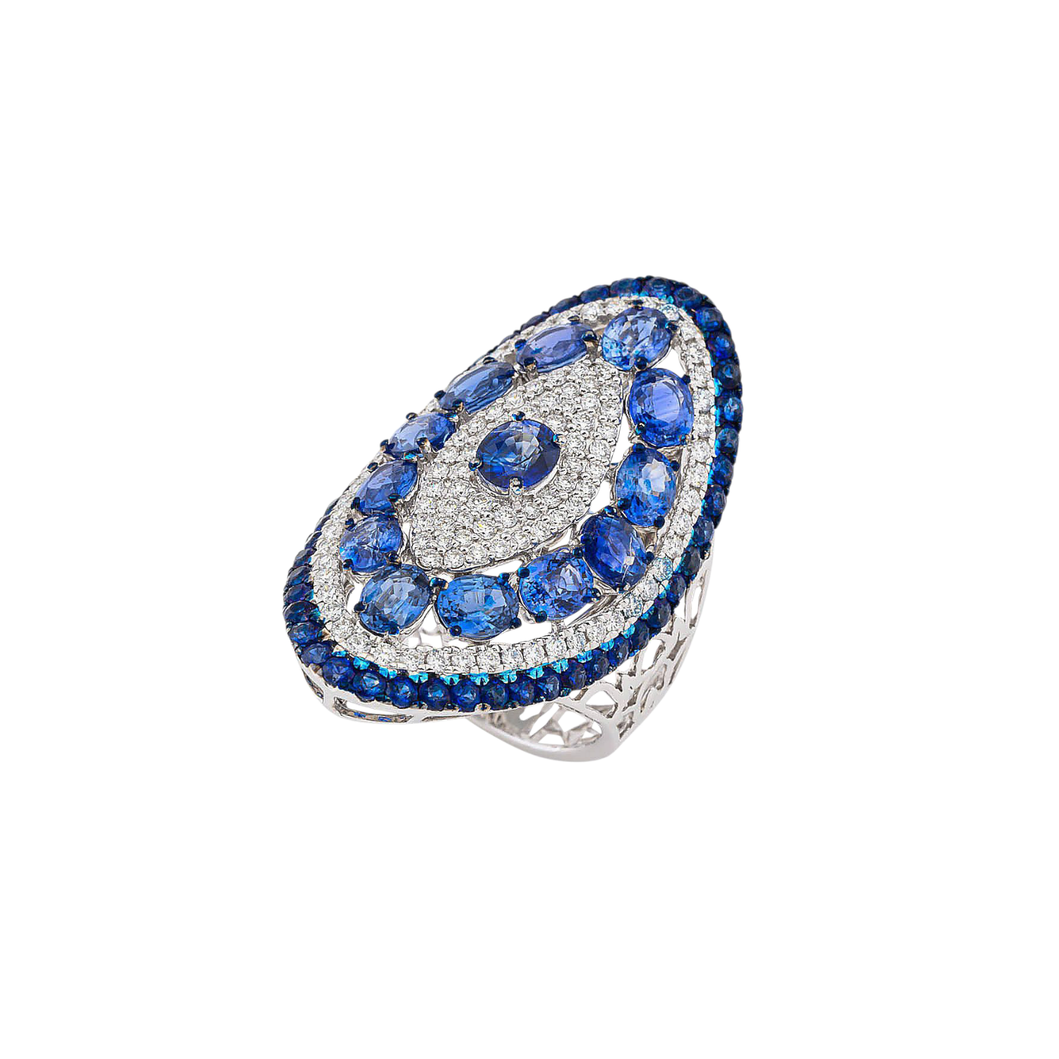 Blue Sapphire Evil Eye Diamond Ring