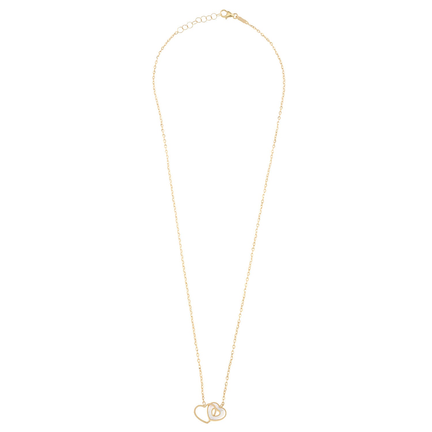 Gold Double Heart Pendant Necklace