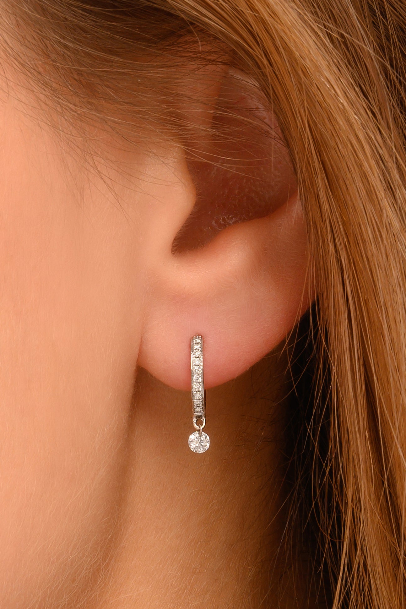 Diamond Hoops with Dangle