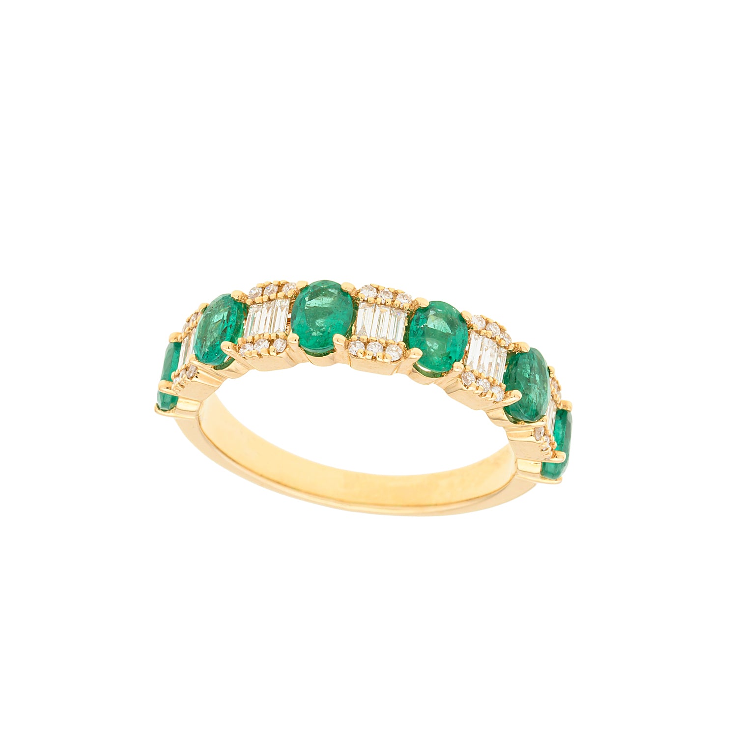 Emerald and Baguette Diamond Ring