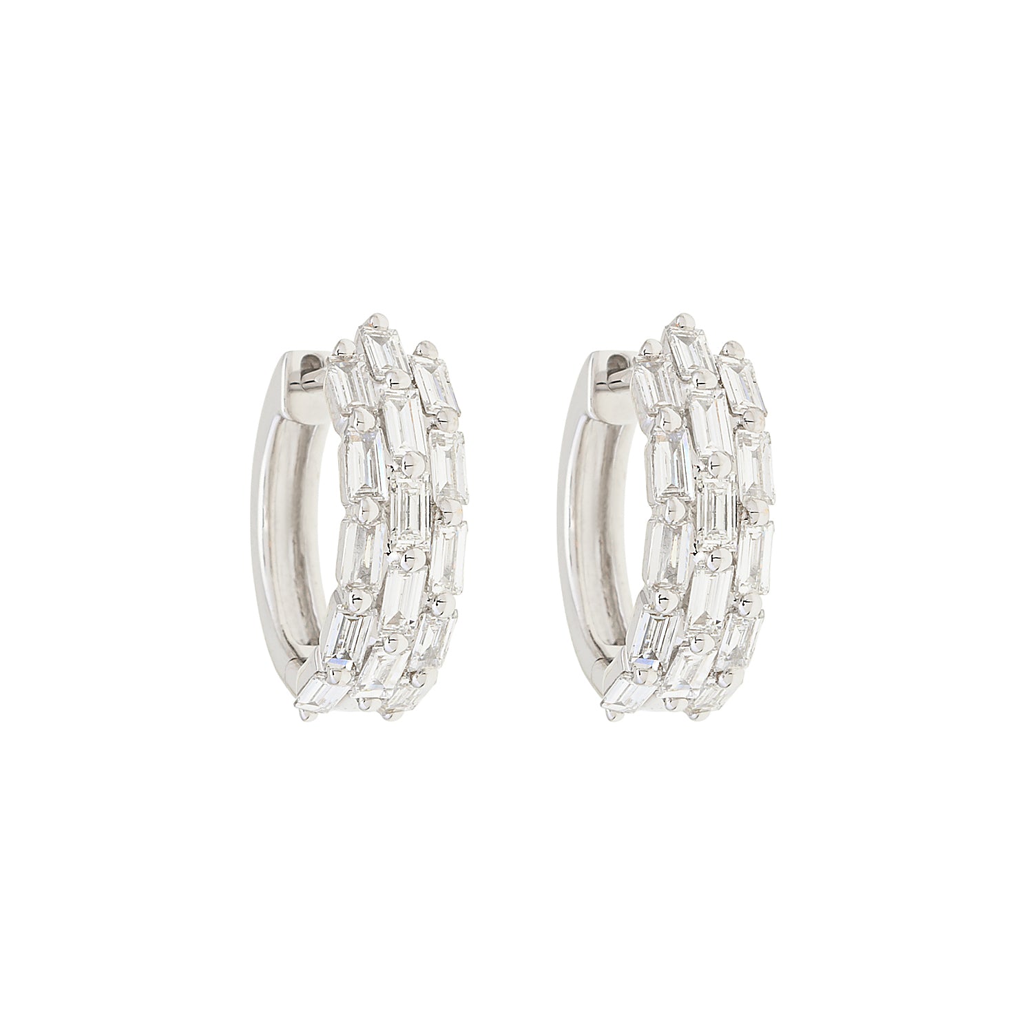 Bagguette Diamond Hoop Earrings