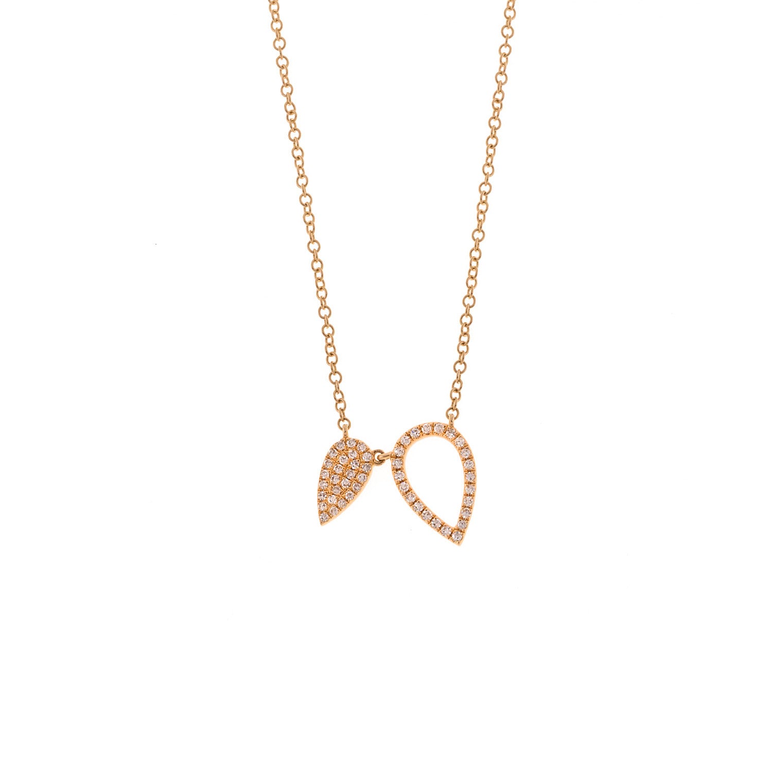Gold Tear Necklace with Diamonds