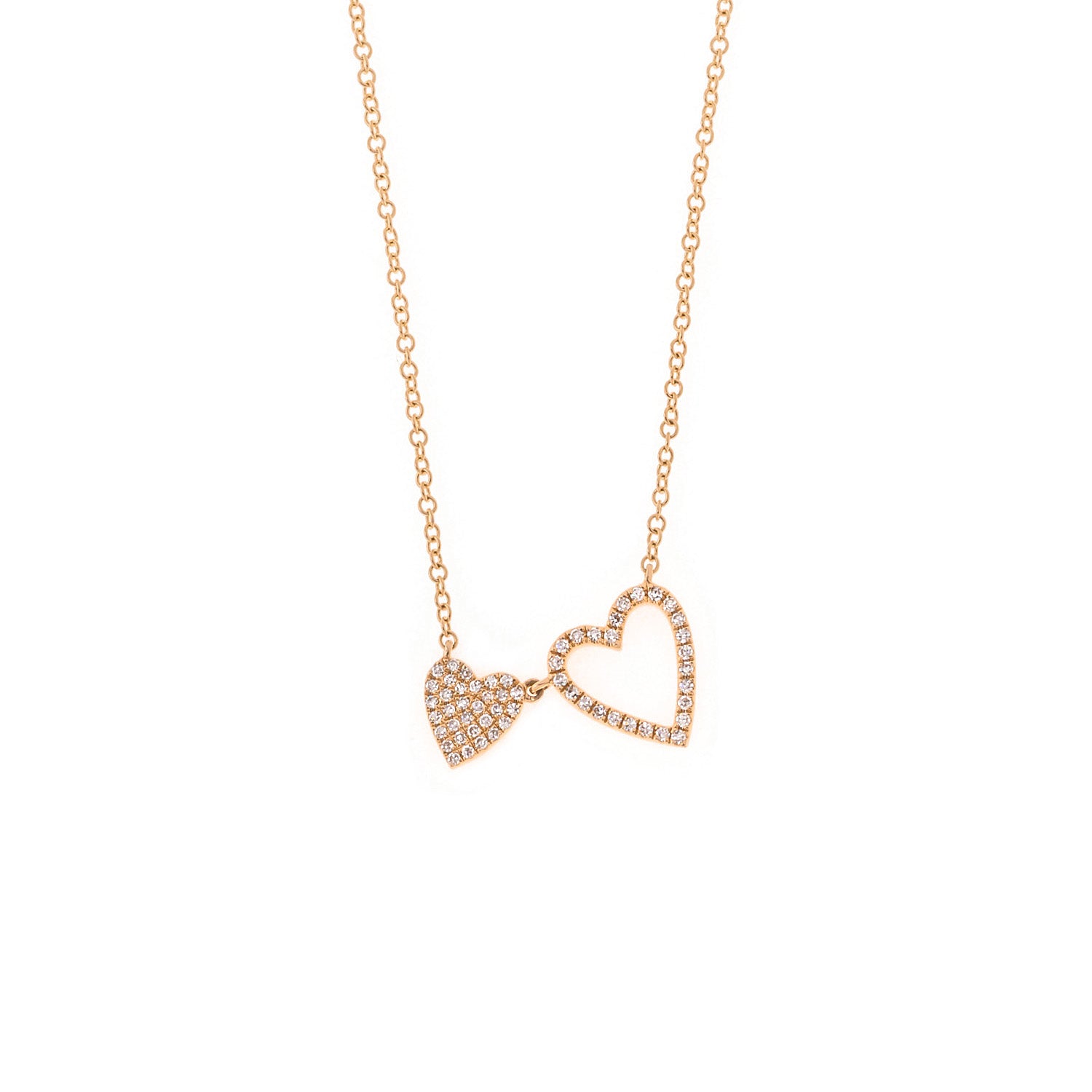 Gold Heart Necklace with Diamonds