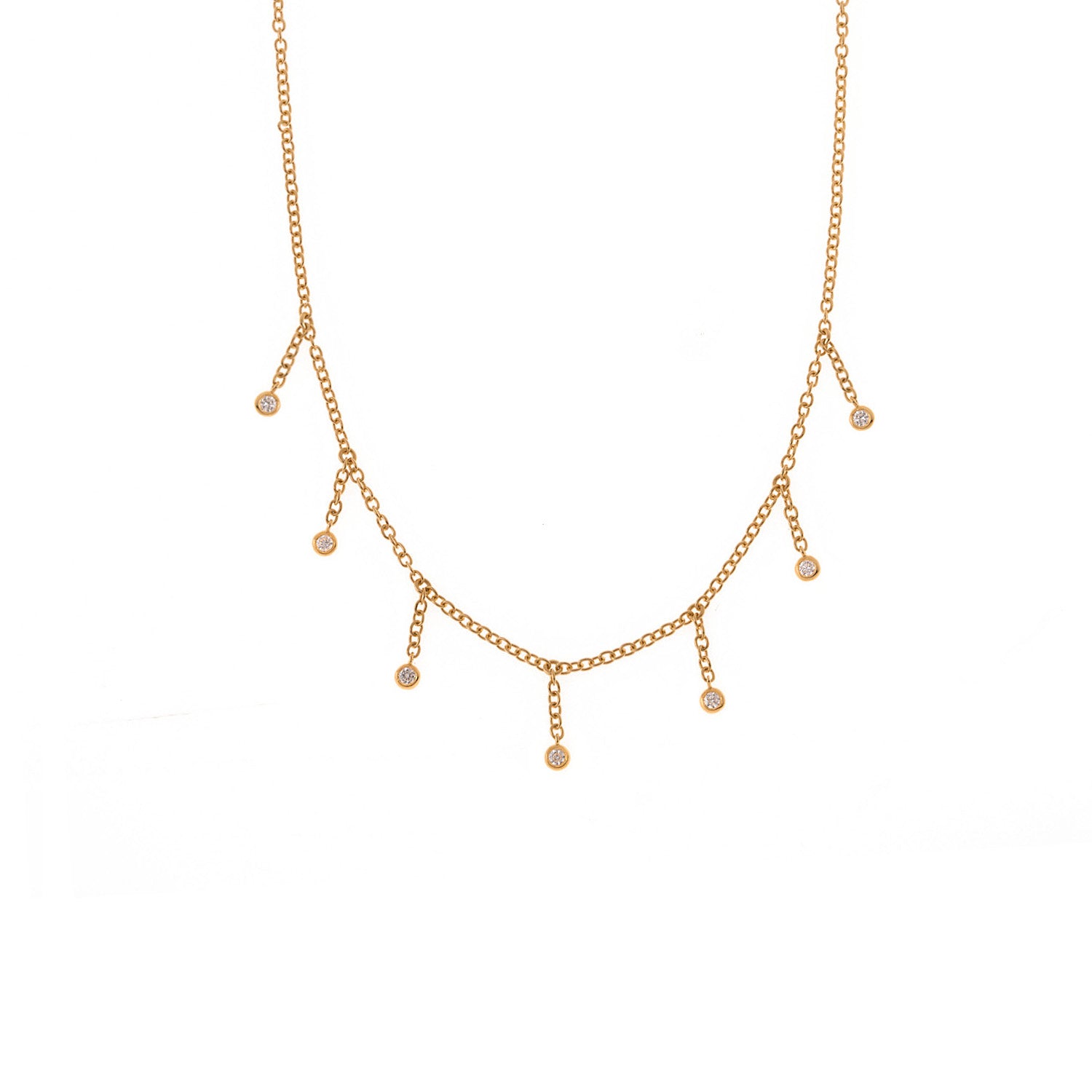 Gold Dangle Necklace with Diamonds