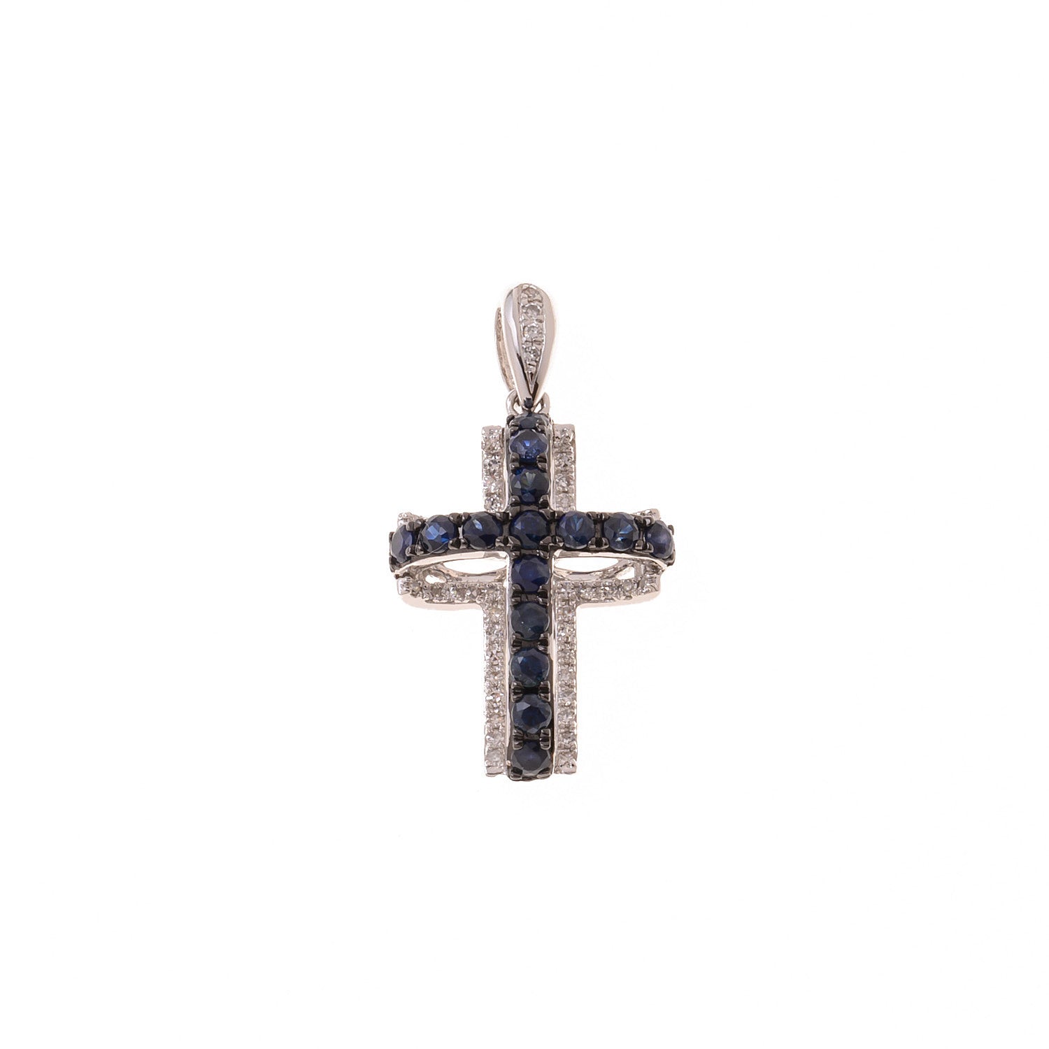 3D Sapphire Cross Pendant