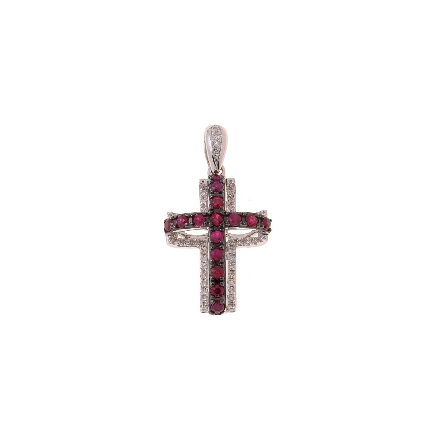 3D Ruby Cross Pendant