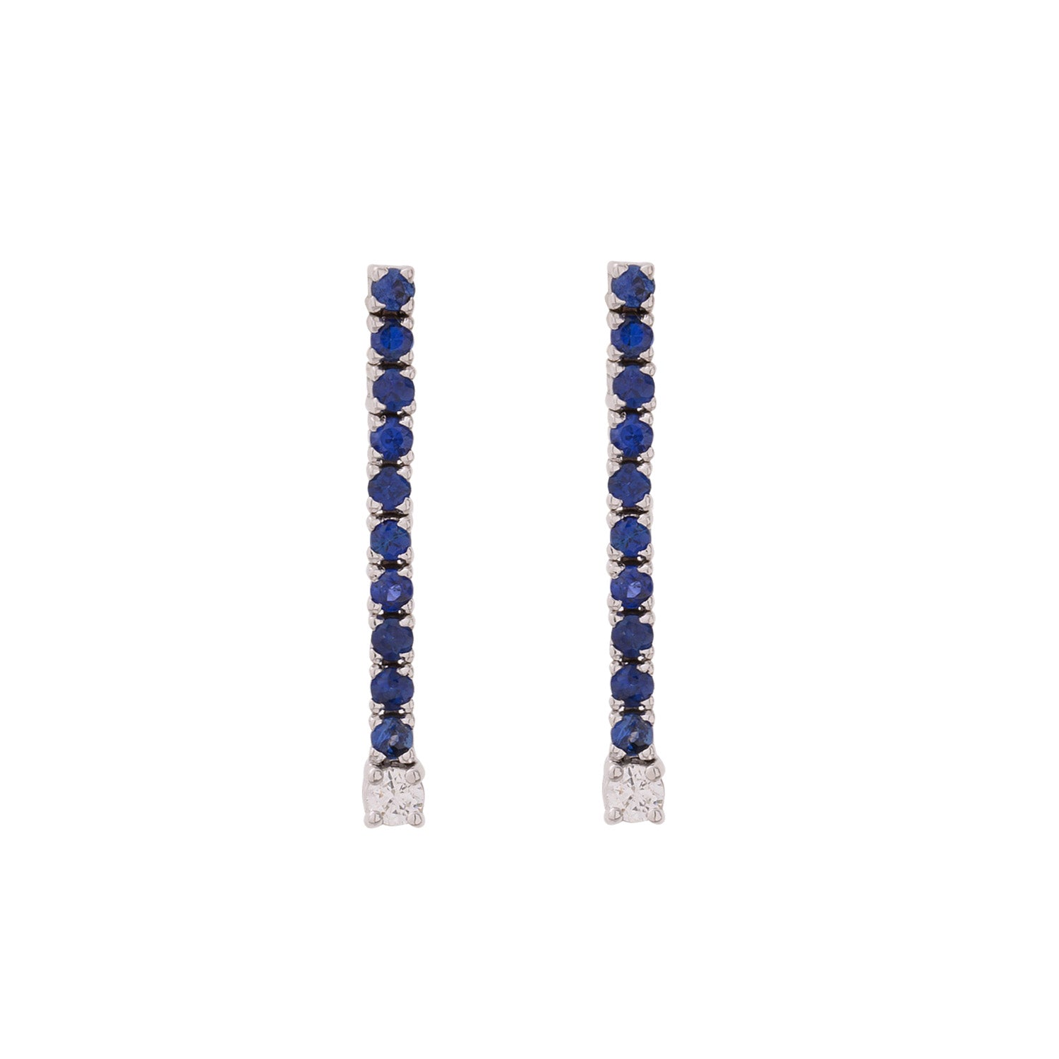 Mini Sapphire Drop -down Earrings with Diamonds