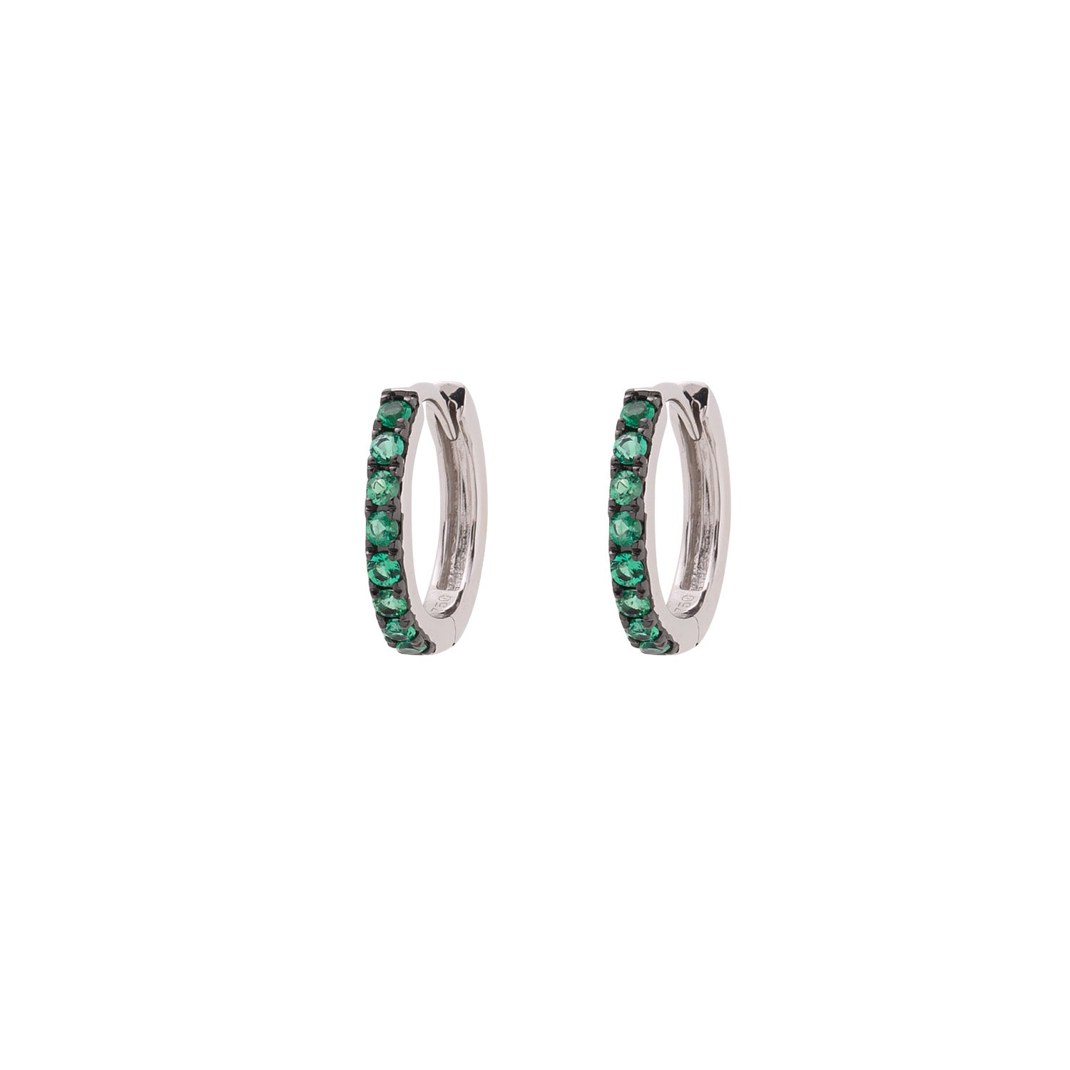 White Gold Hoops earrings with Emeralds