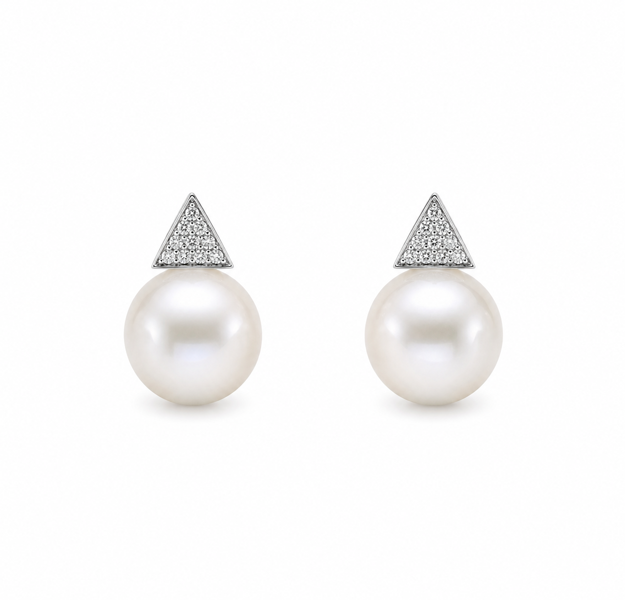 Triangle Diamond Pearl Earrings