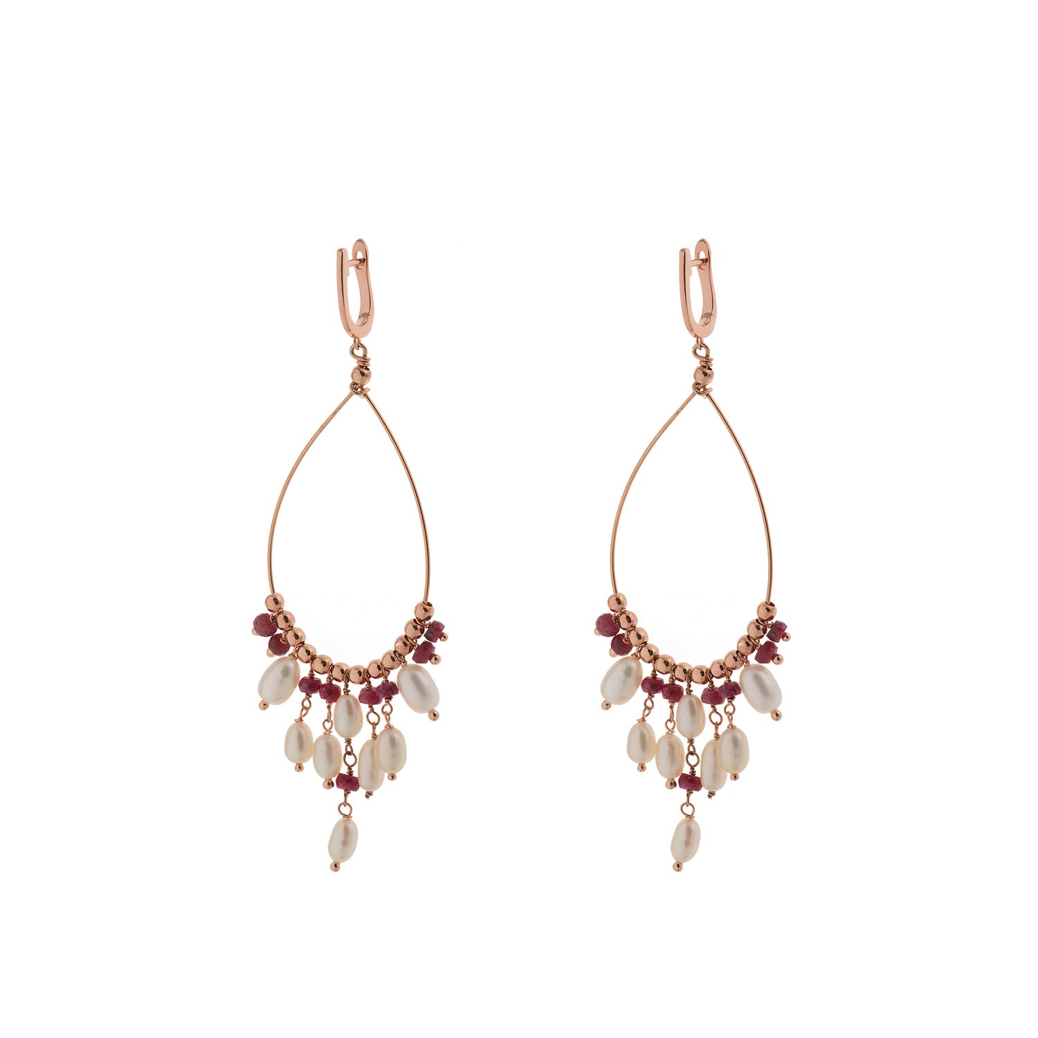 Tear Earrings with Pearls and Semi precious stones