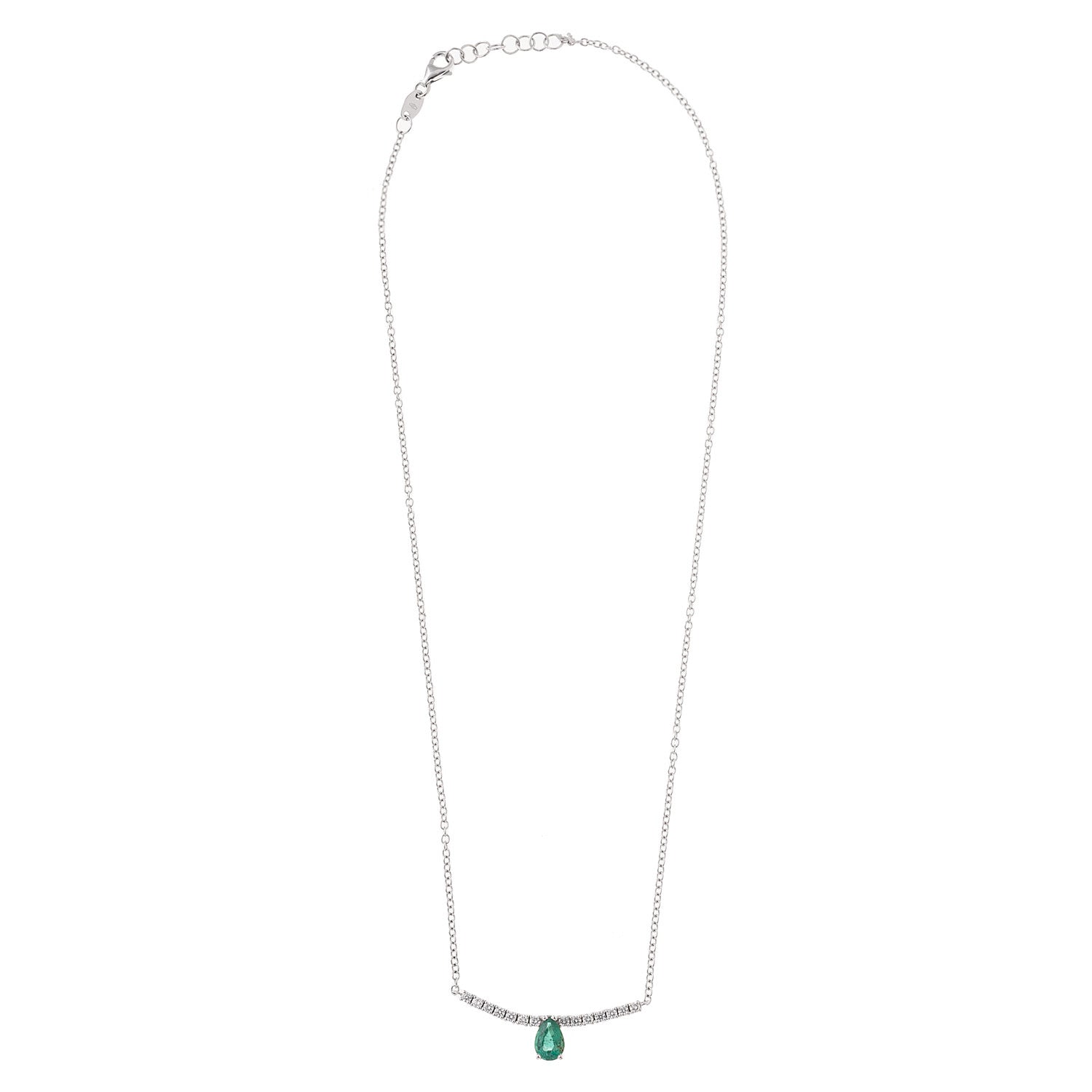 Diamond Bar necklace with Emerald