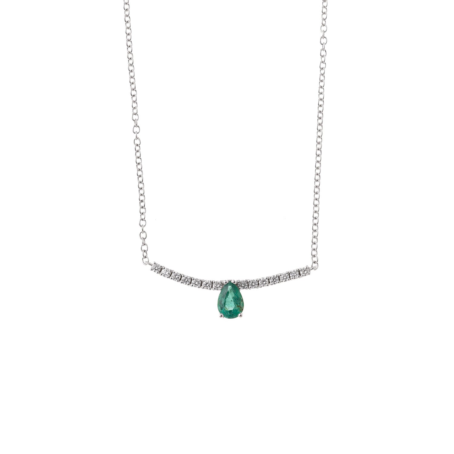 Diamond Bar necklace with Emerald