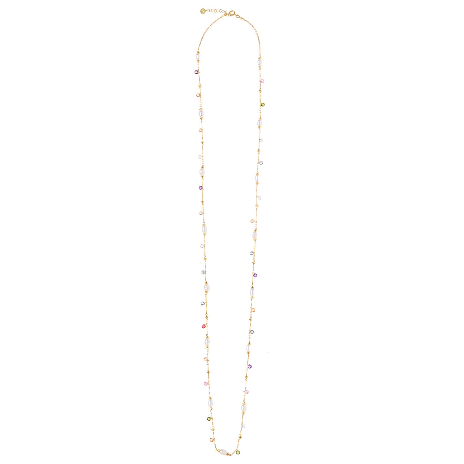 Multi color pearl silver necklace