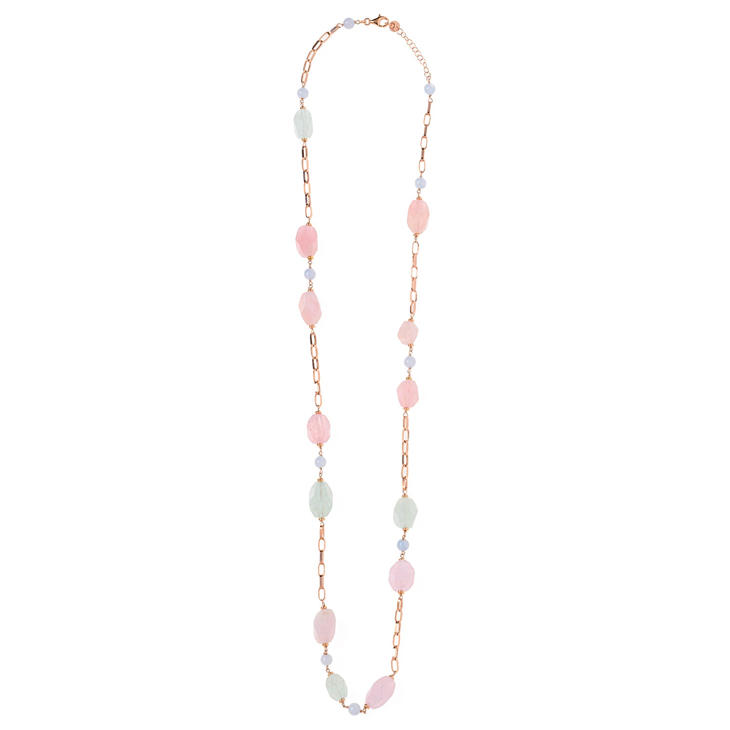 Pink & light Green Silver necklace