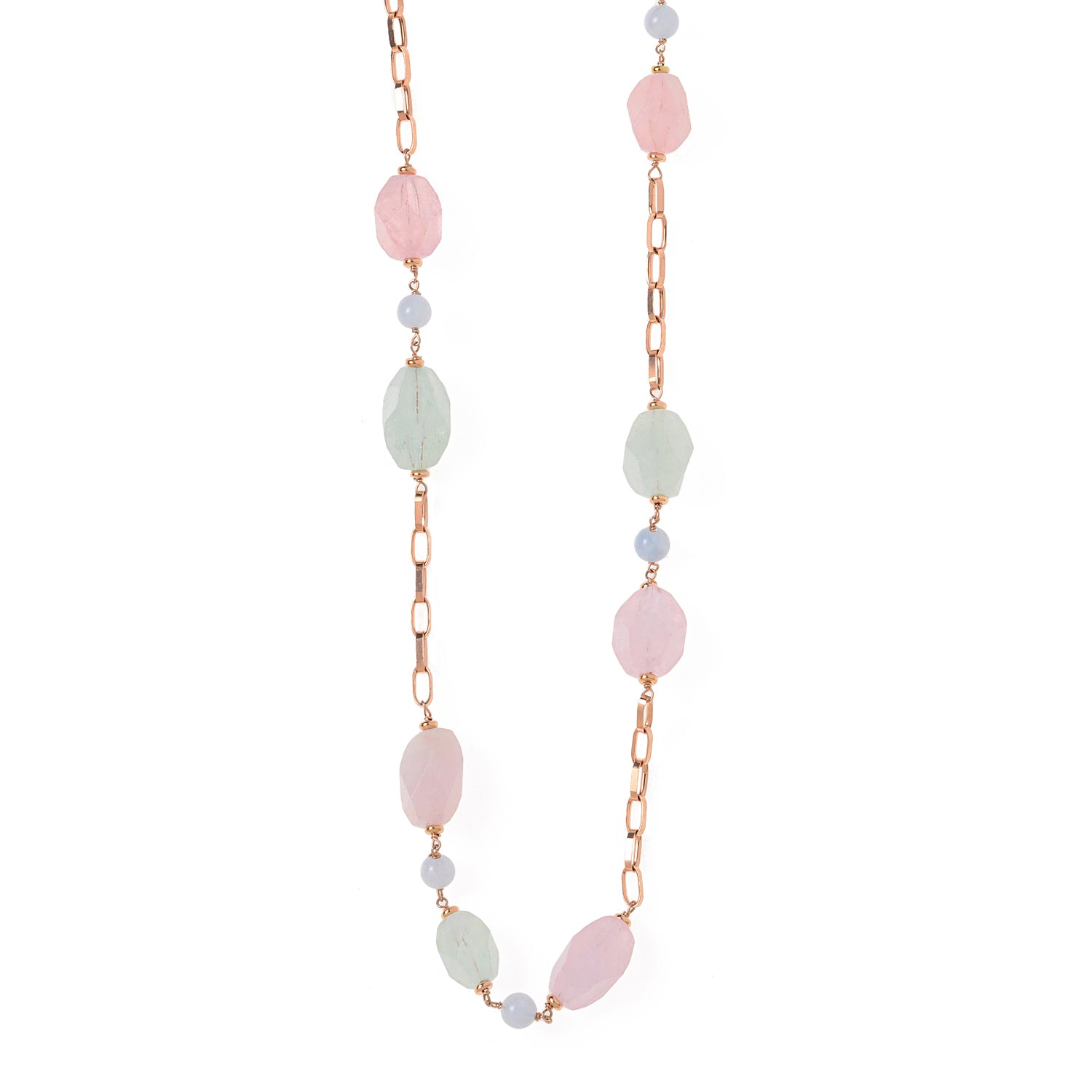 Pink & light Green Silver necklace