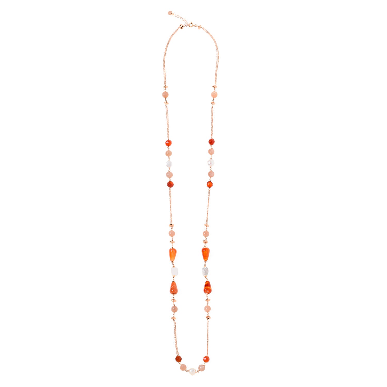 Earth color stones silver neckace