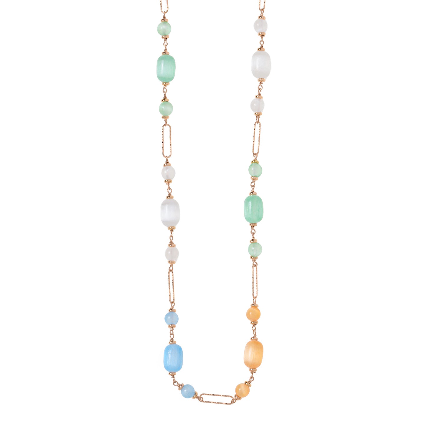 Opal color silver necklace