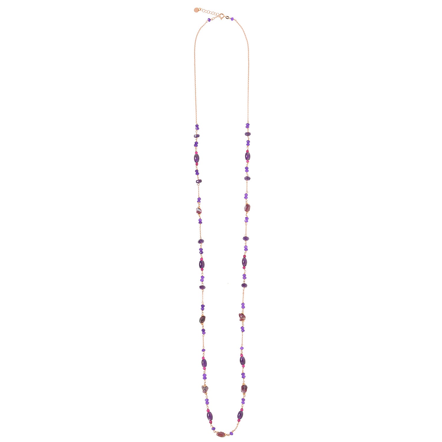 Purple stone silver chain necklace