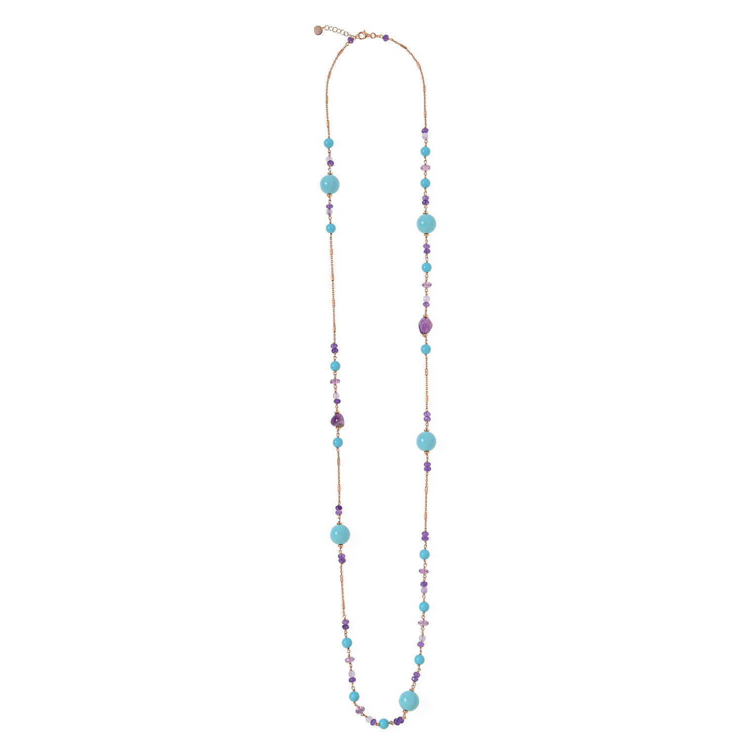 Turquoise and Amethyst silver Necklace