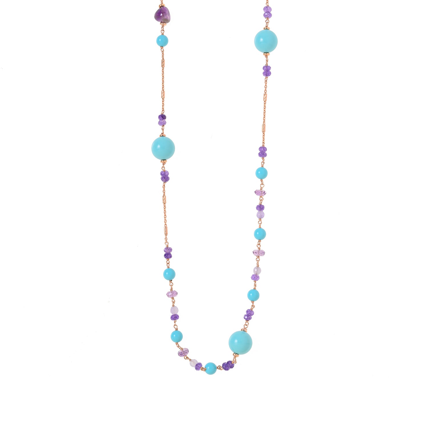 Turquoise and Amethyst silver Necklace