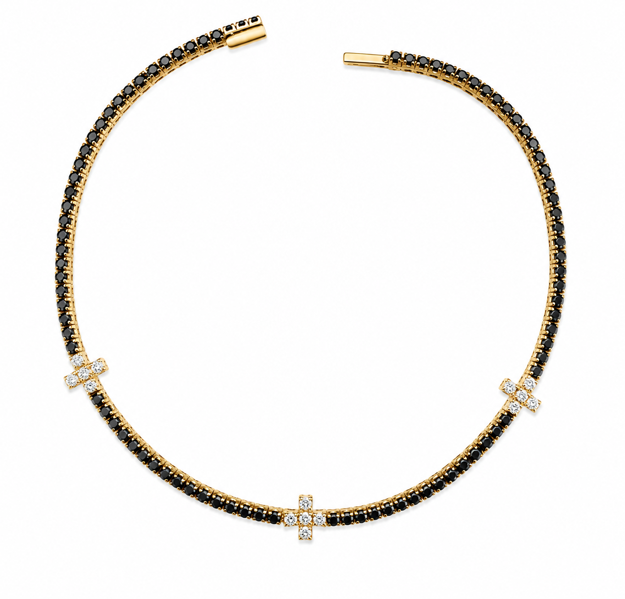 Cross Black Diamond Tennis Bracelet