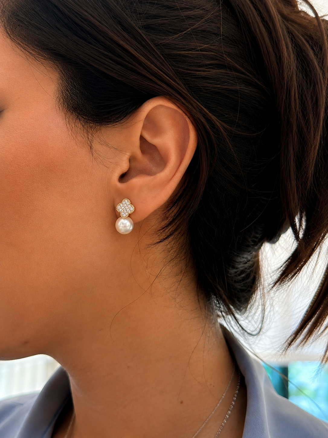 Diamond Pearl Earrings
