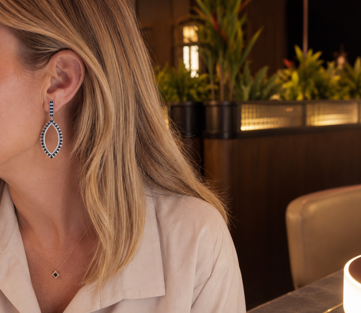 Sapphire Baguette Diamond Earrings
