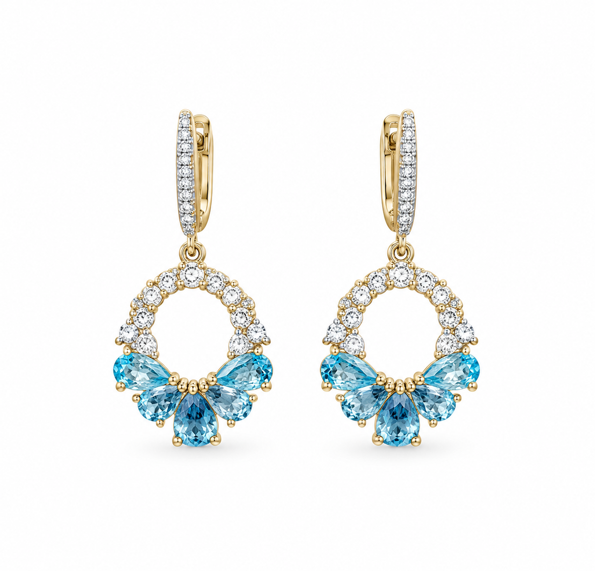 Blue Topaz Diamond Hoops