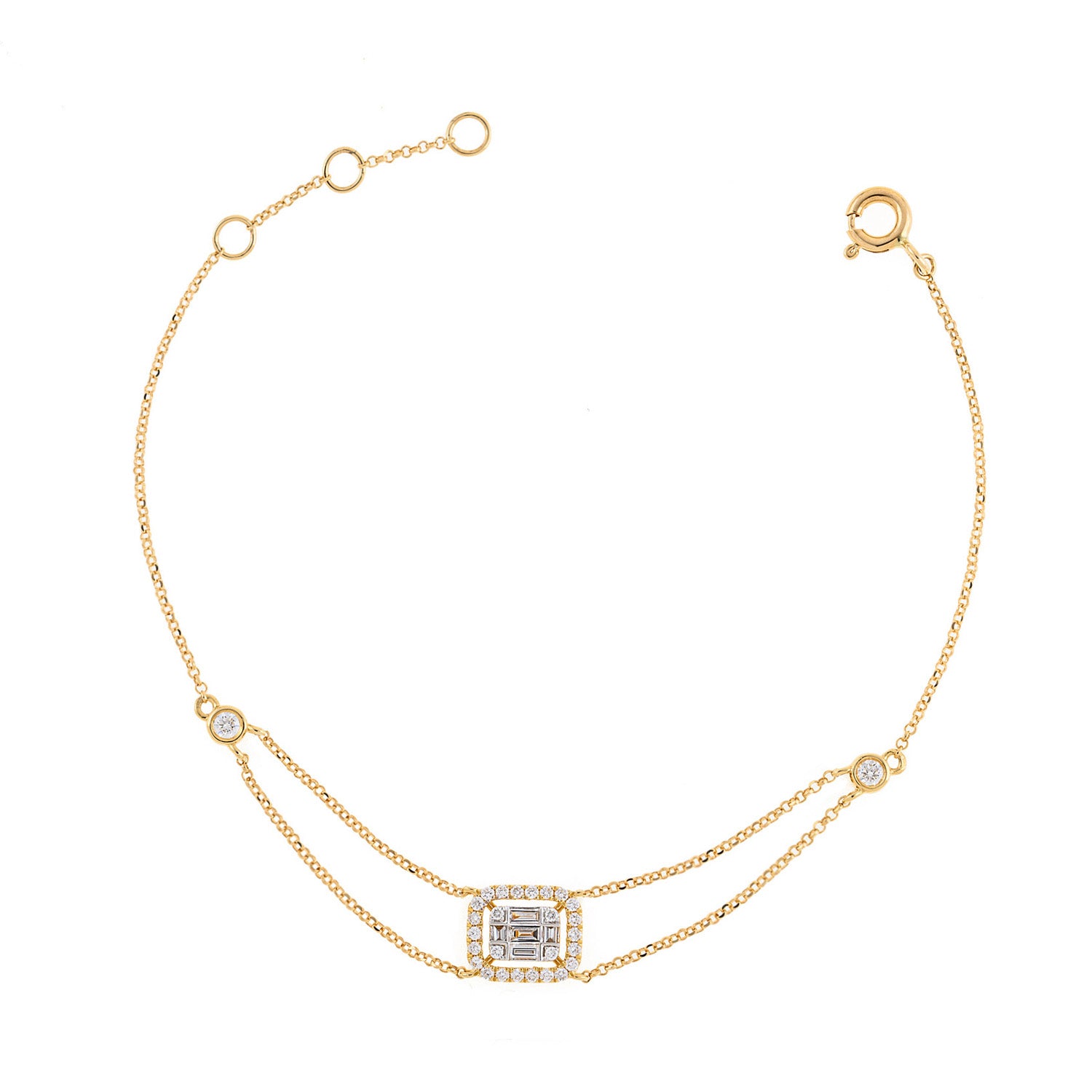 Diamond double chain bracelet