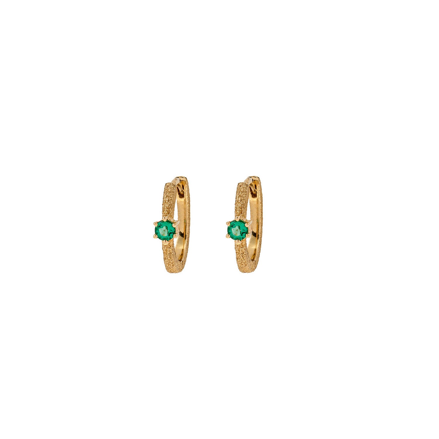 Matte hoops with emeralds