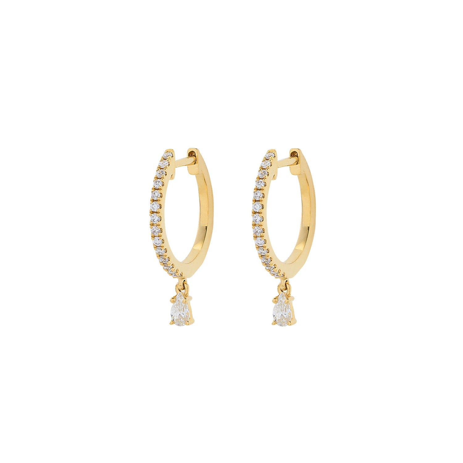 Hoop earrings with Pear drop Diamond