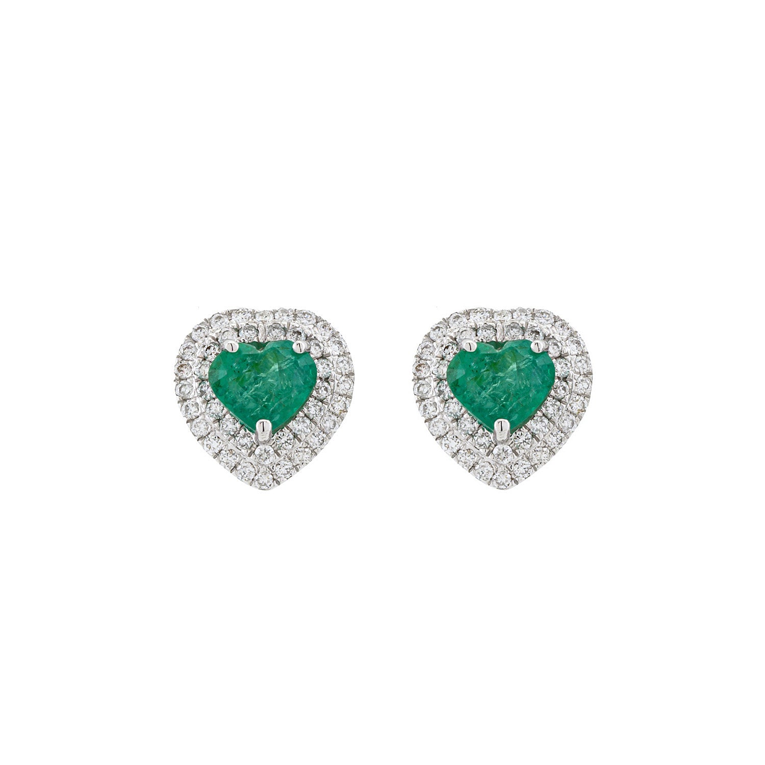 Emerald and Diamond Heart Earrings