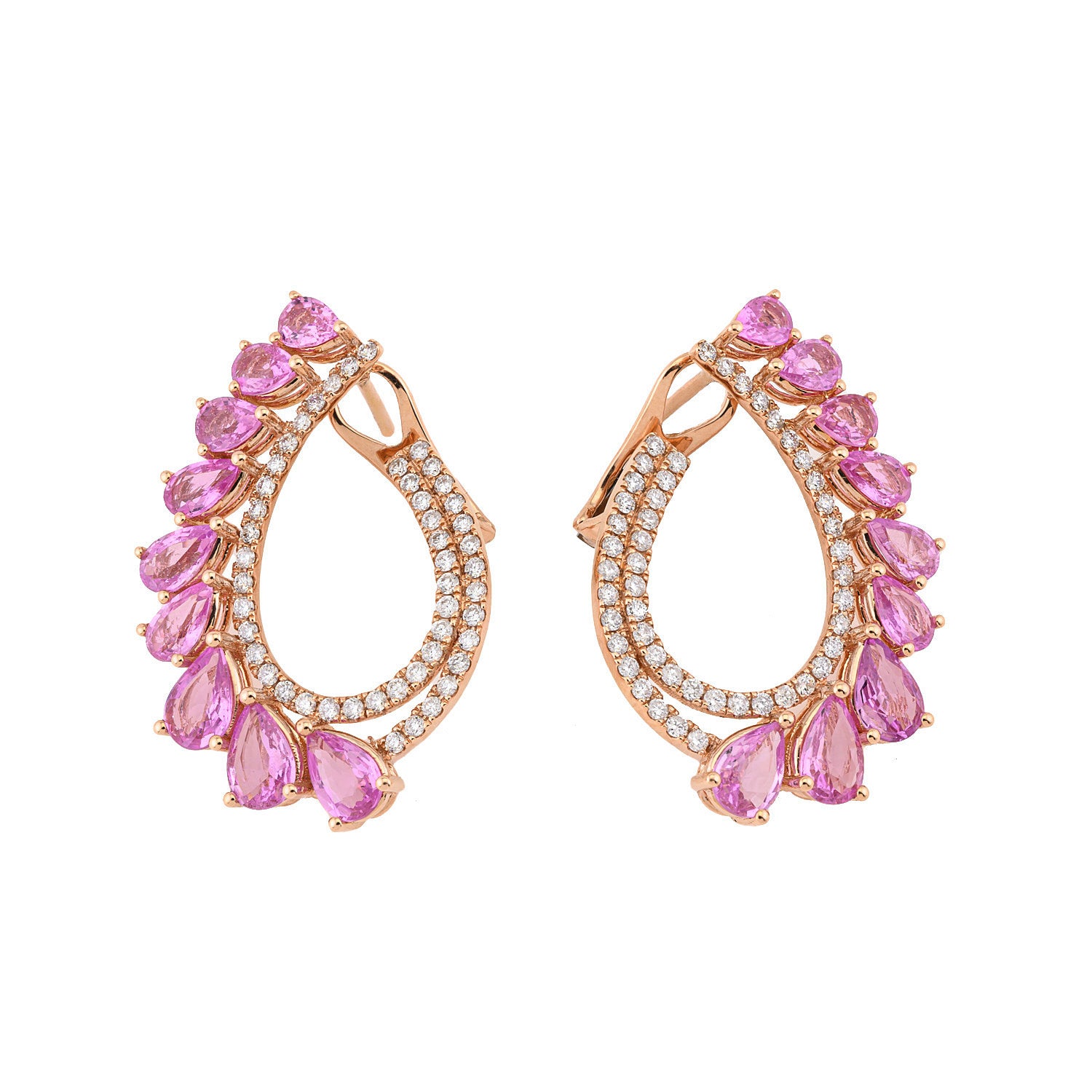 Pink Sapphire Diamond Earrings