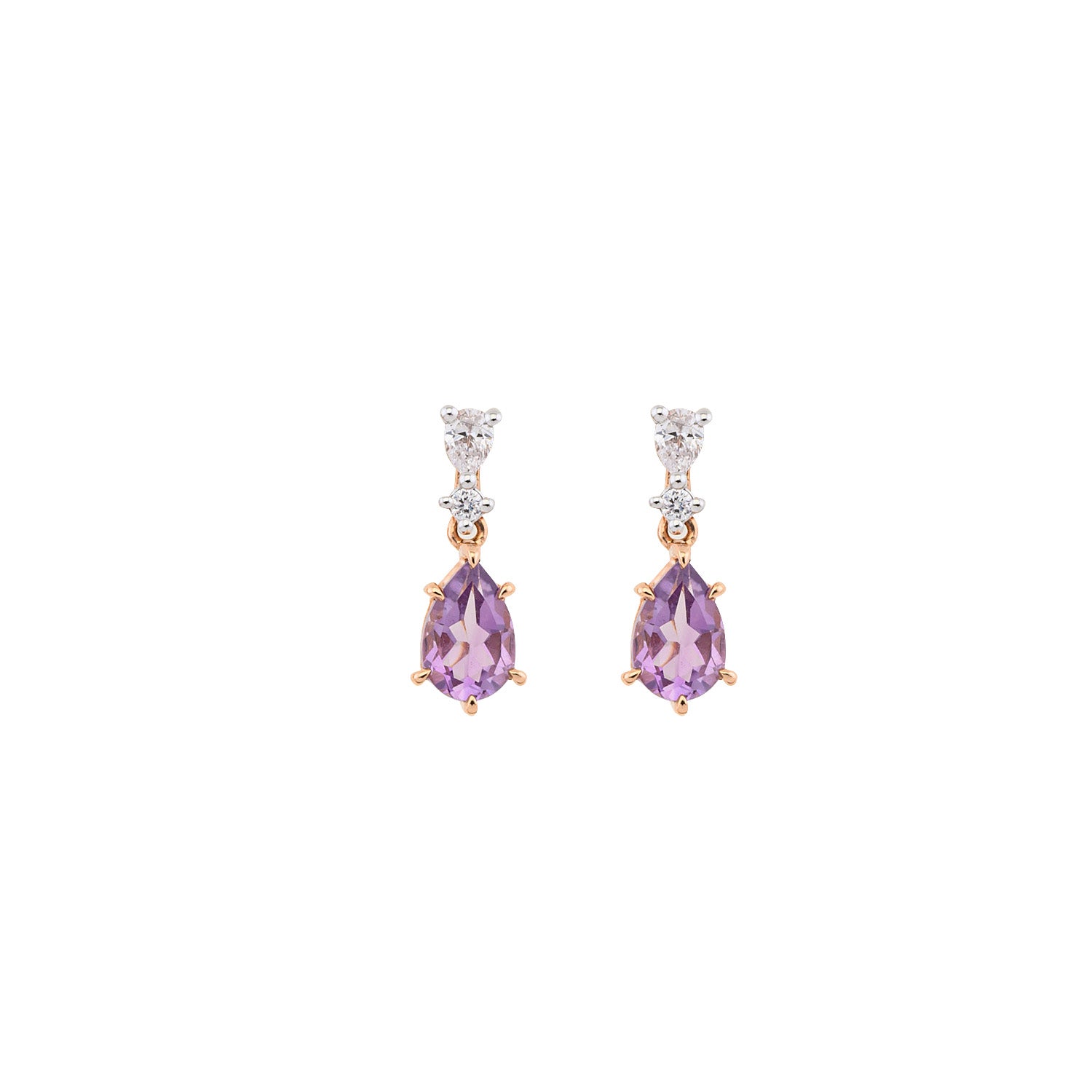 Pink Amethyst Diamond earrings