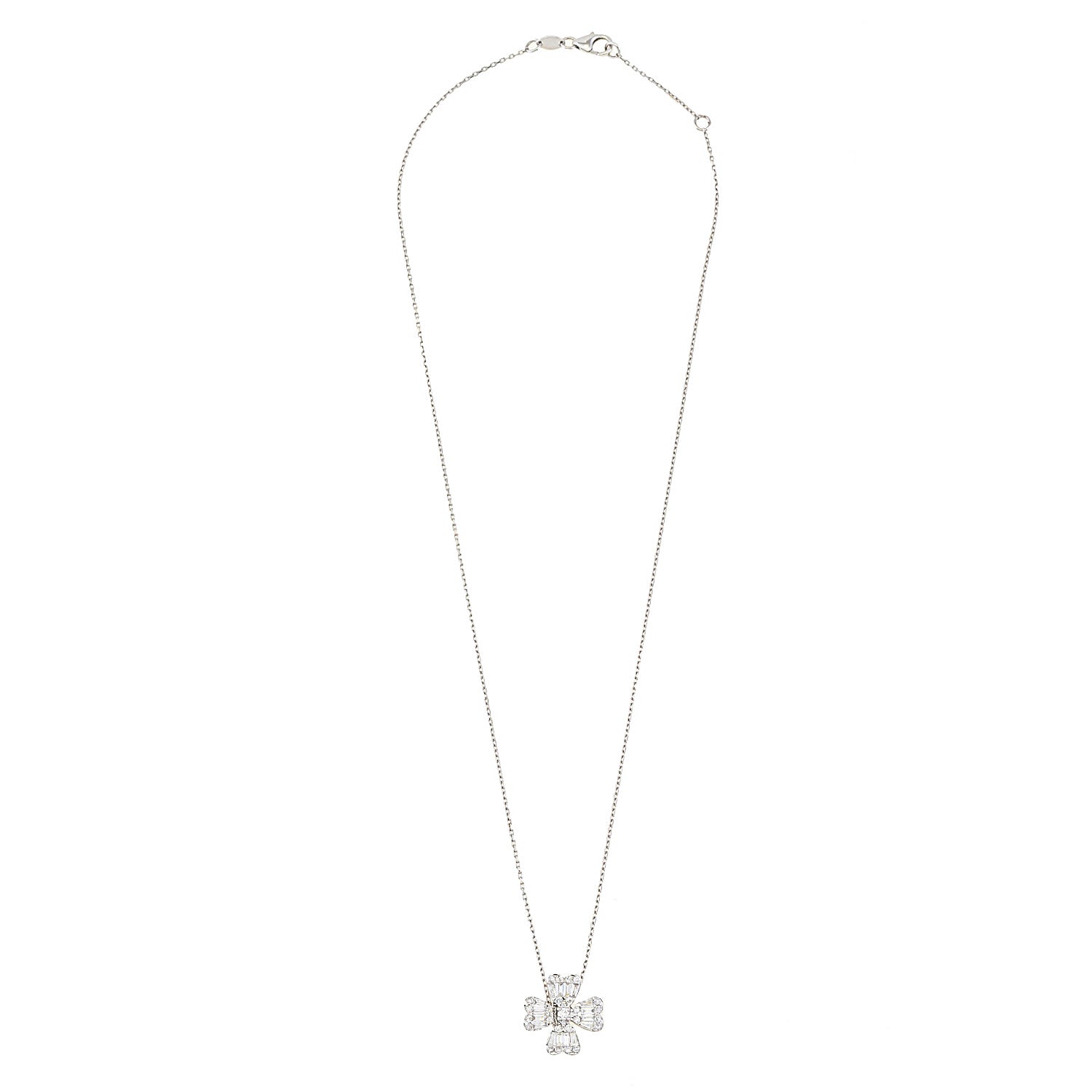 Four Leaf Bagguette Diamond Necklace