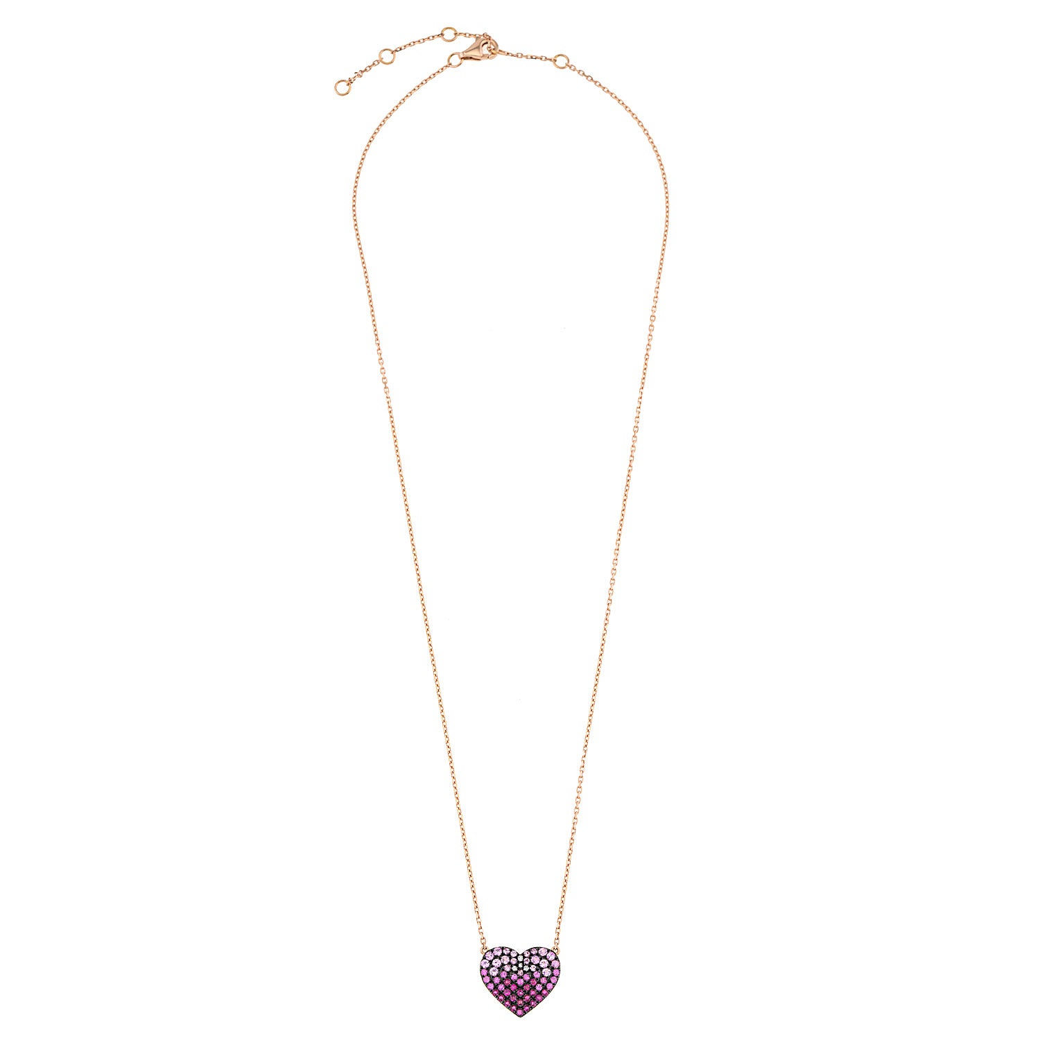 Ruby & Pink Sapphire Heart Necklace
