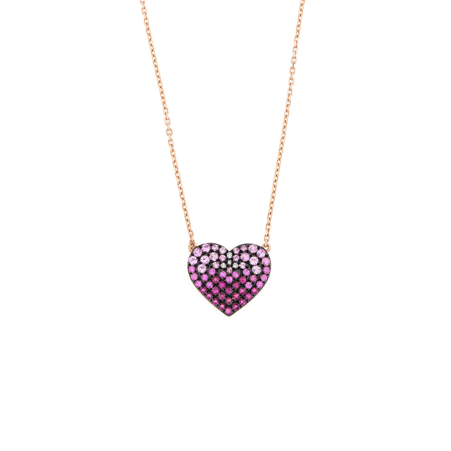 Ruby & Pink Sapphire Heart Necklace