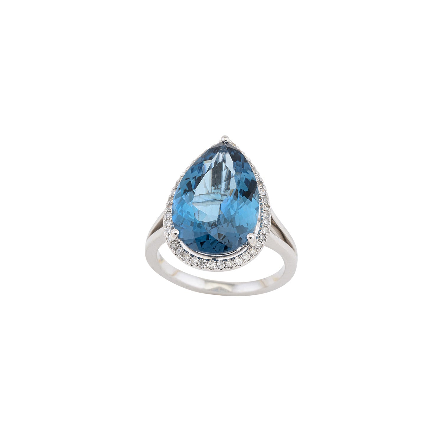 Pear London Blue Diamond Ring