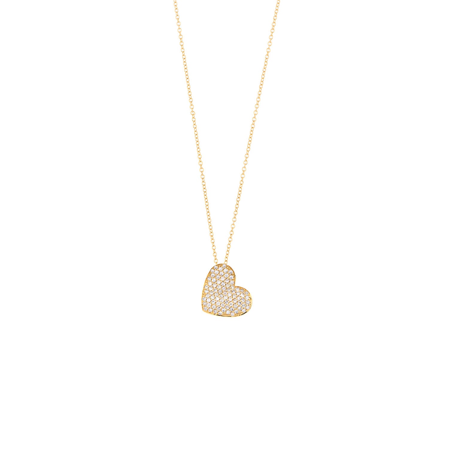 Wavy Diamond Charm Heart Necklace