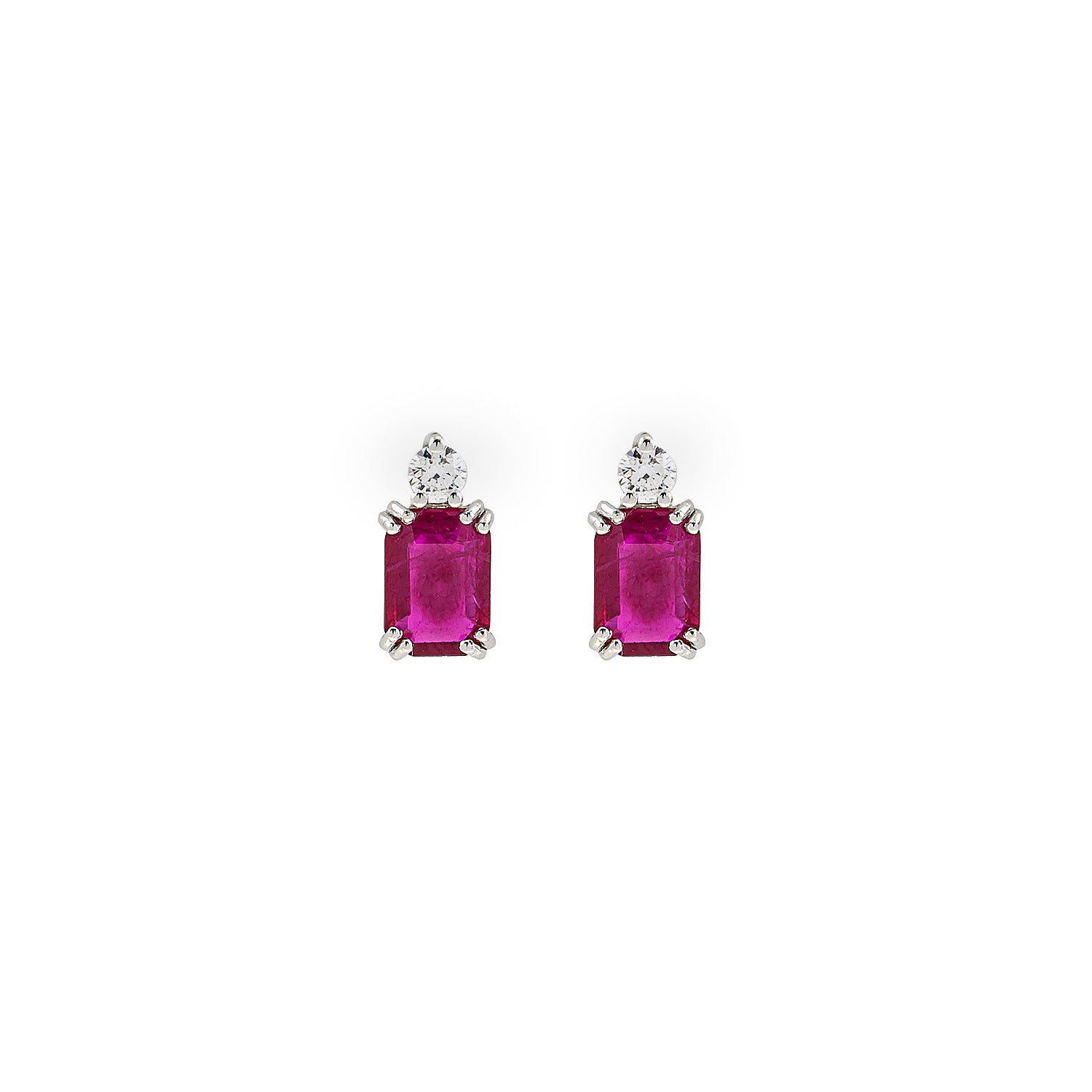 Ruby and diamond stud earrings