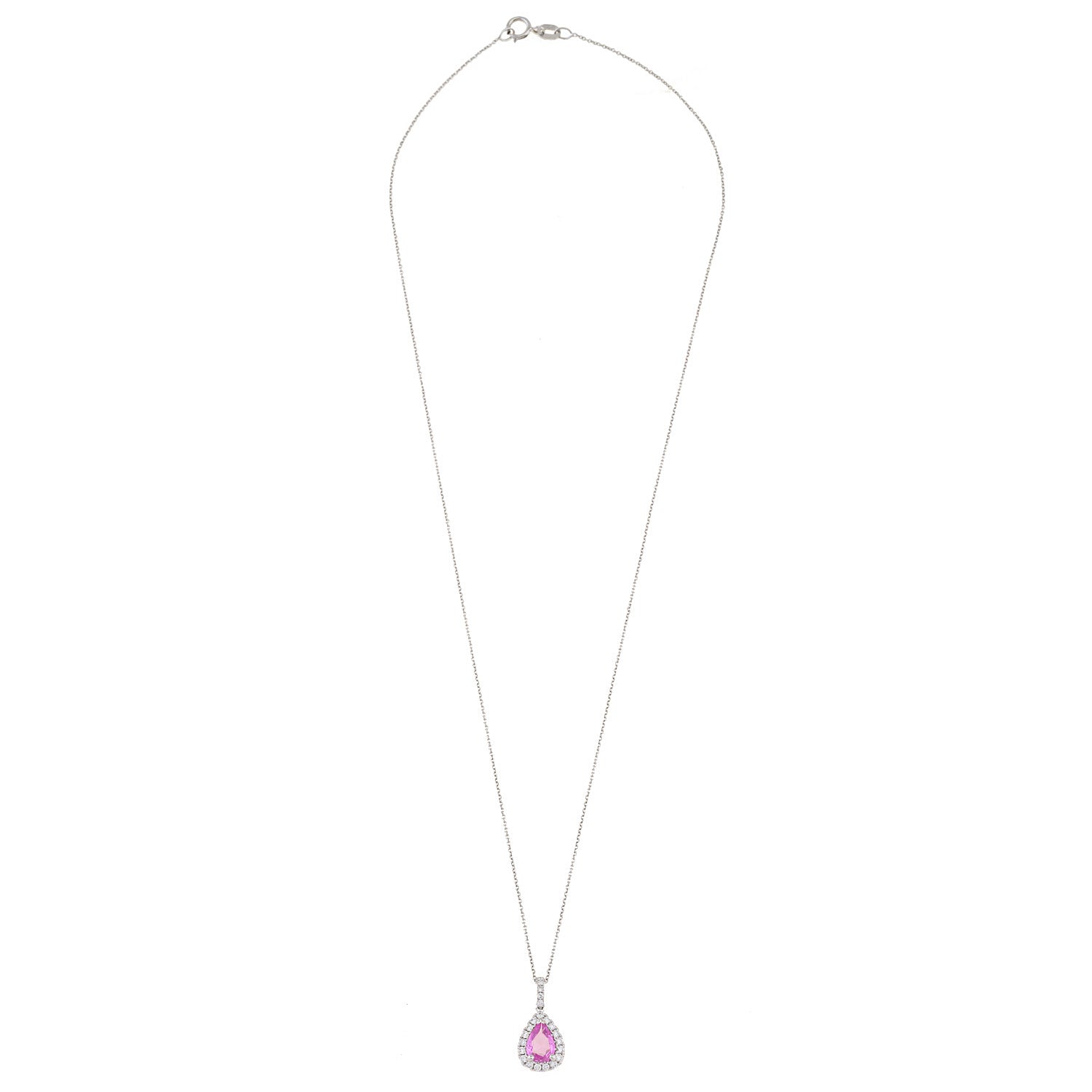 Teardrop Pink Sapphire and Diamond Necklace