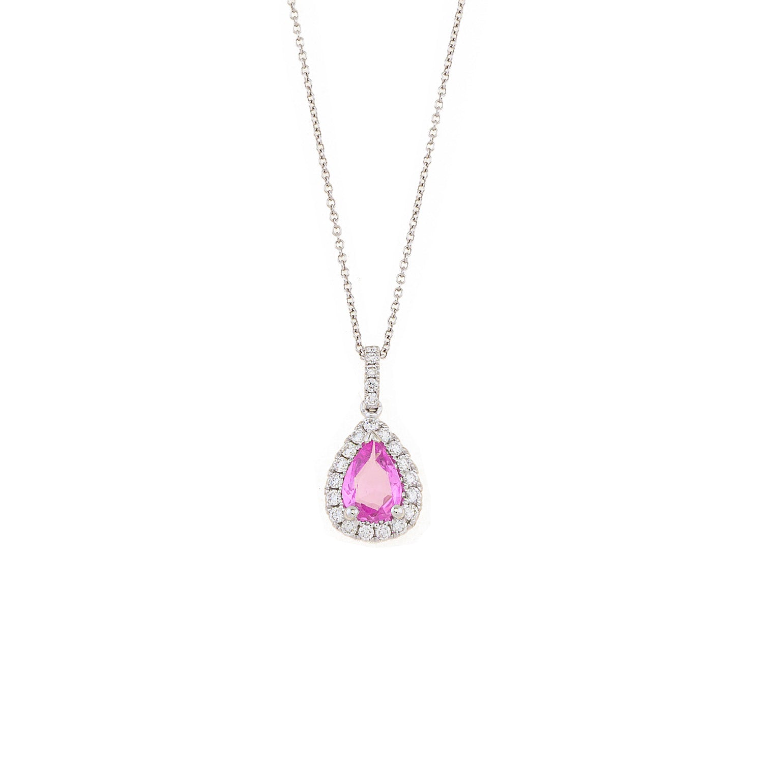 Teardrop Pink Sapphire and Diamond Necklace