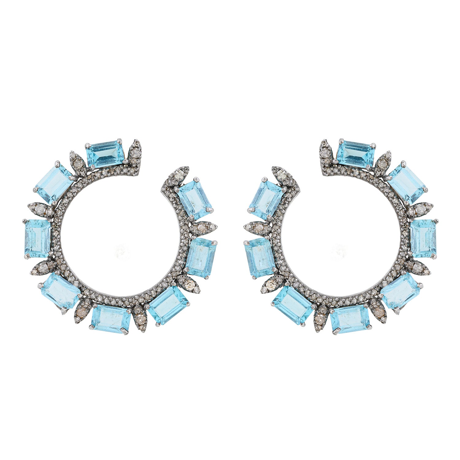 Circle Stud Topaz Silver Earrings