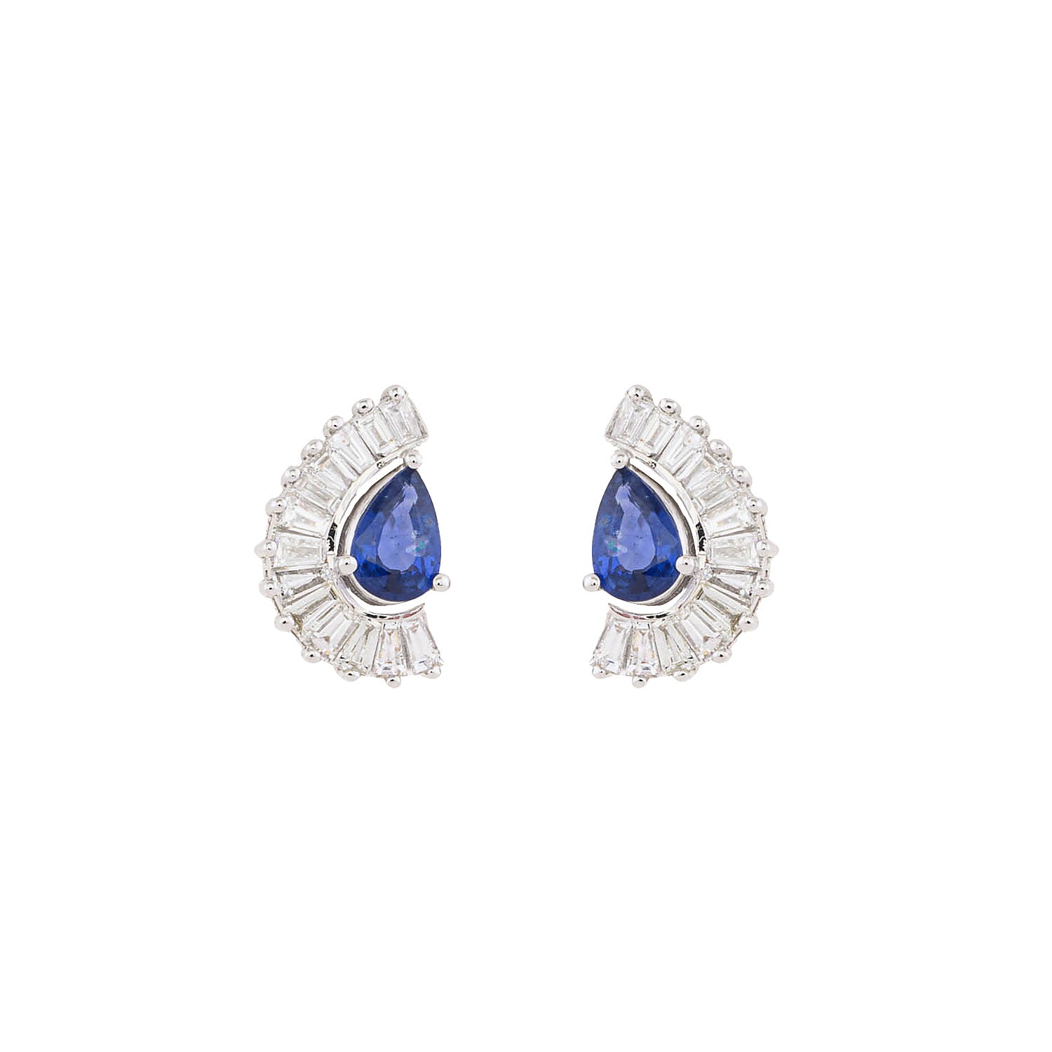 Baguette and Sapphire Diamond Earrings