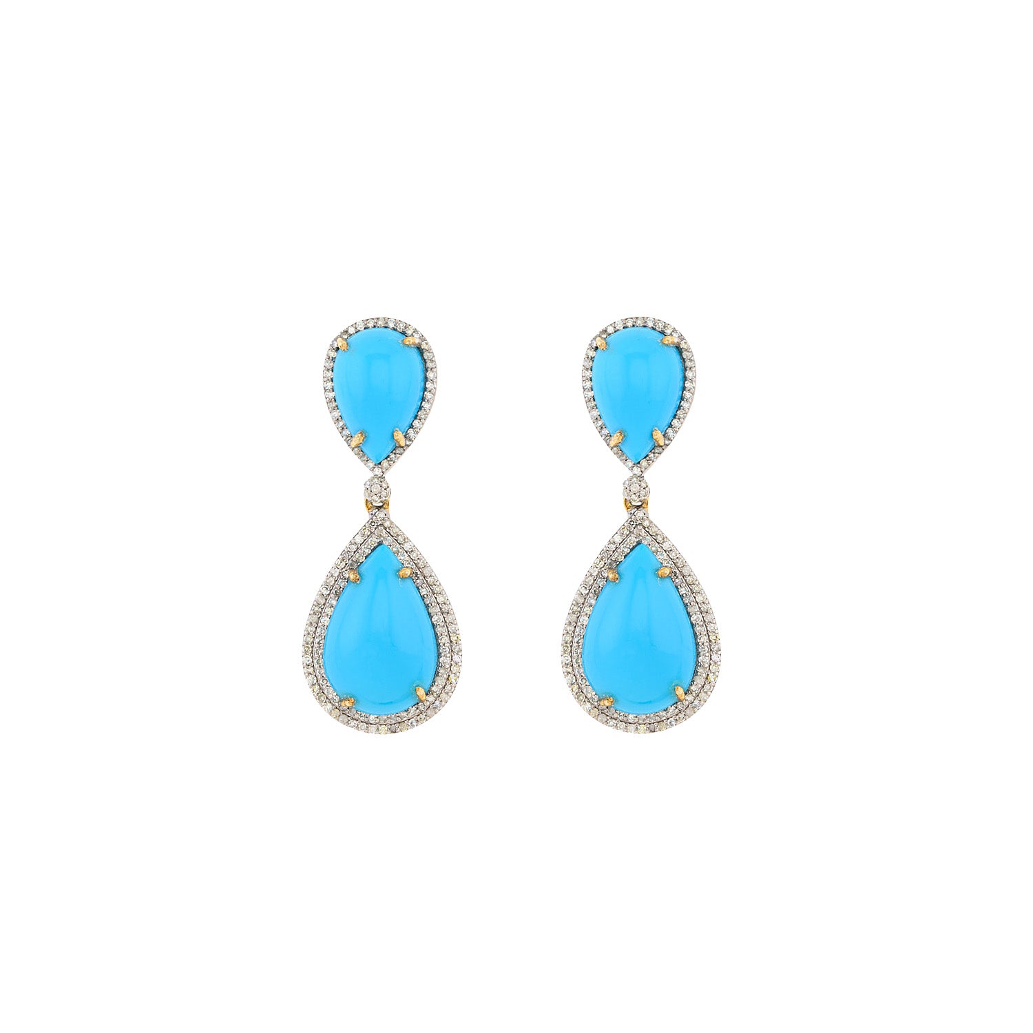 Ocean Mist: Turquoise & Diamond Silver Earrings