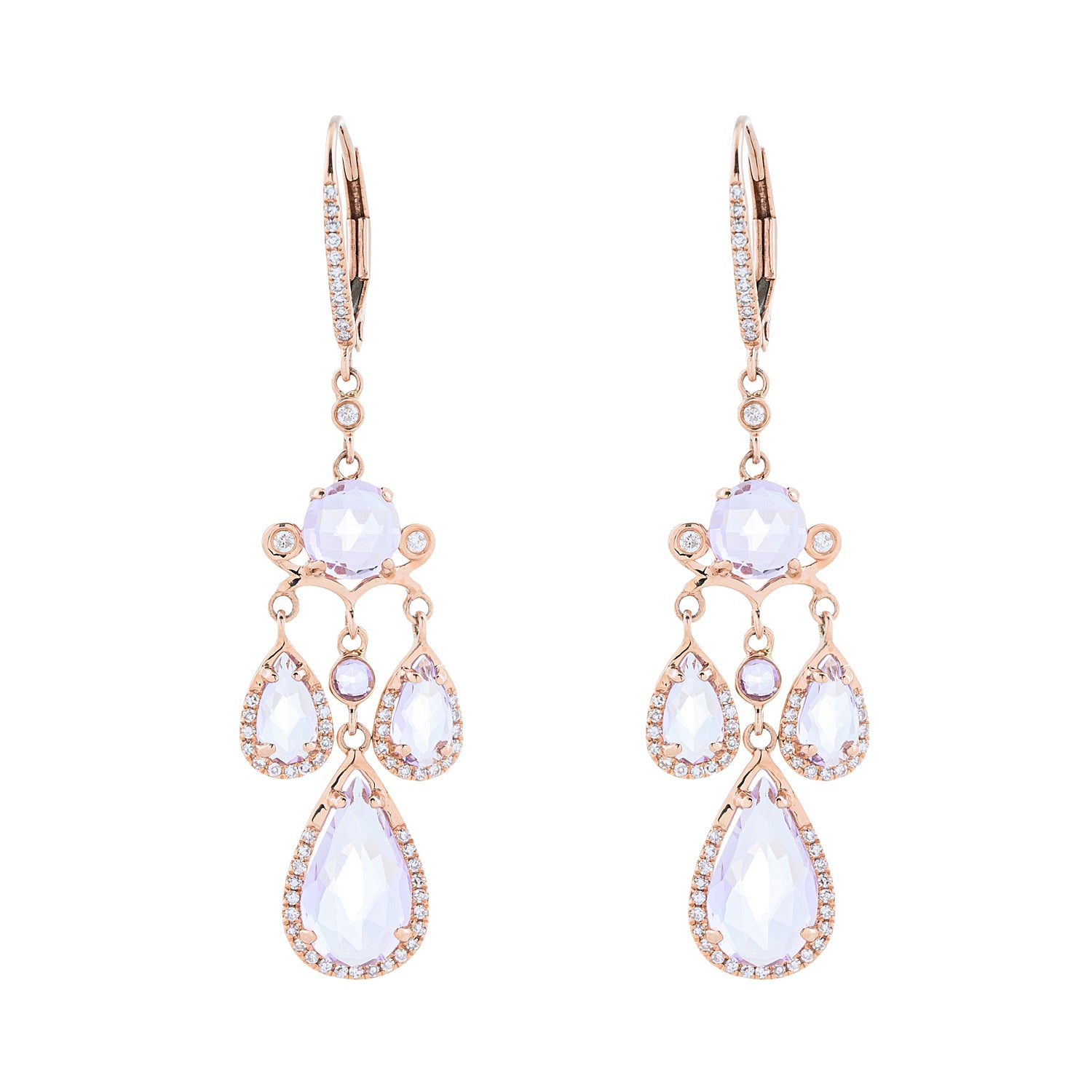Petals of Light: Pink Amethyst and Diamond Earrings