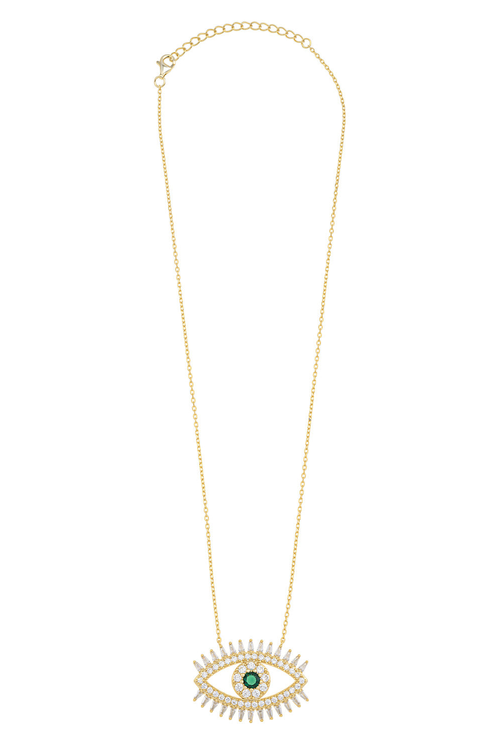 Silver Eye Necklace with 26 eyelashes