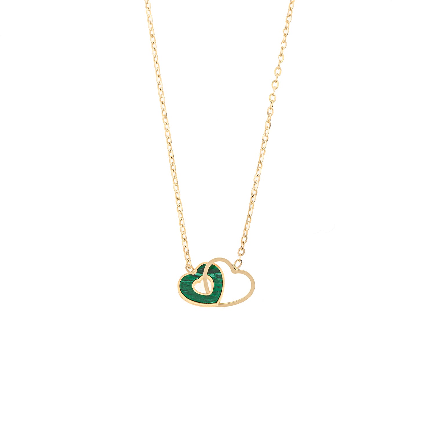 Gold Double Heart Pendant Necklace