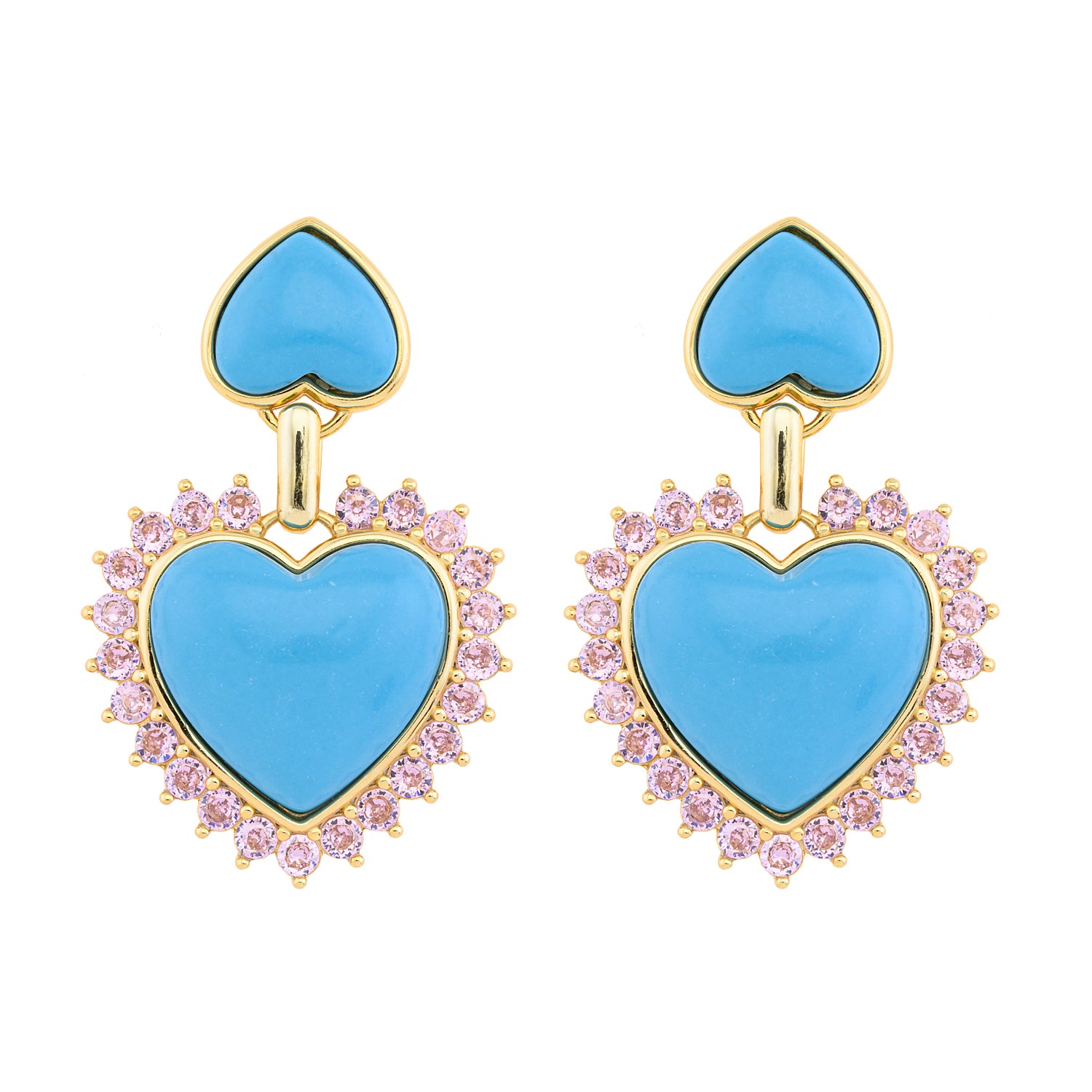 Double Heart Silver Earrings