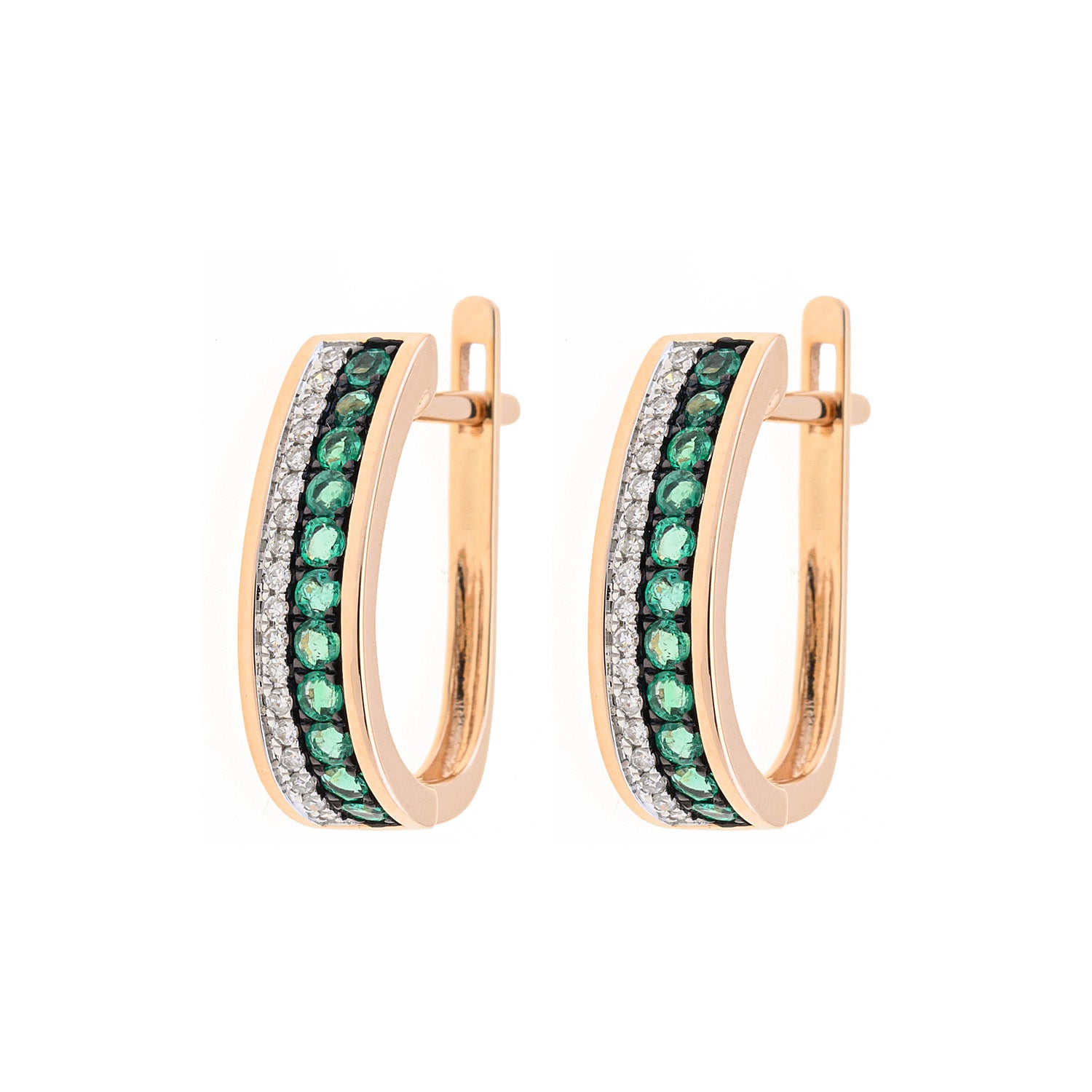 Radiant Emerald and Diamond Hoop Earrings